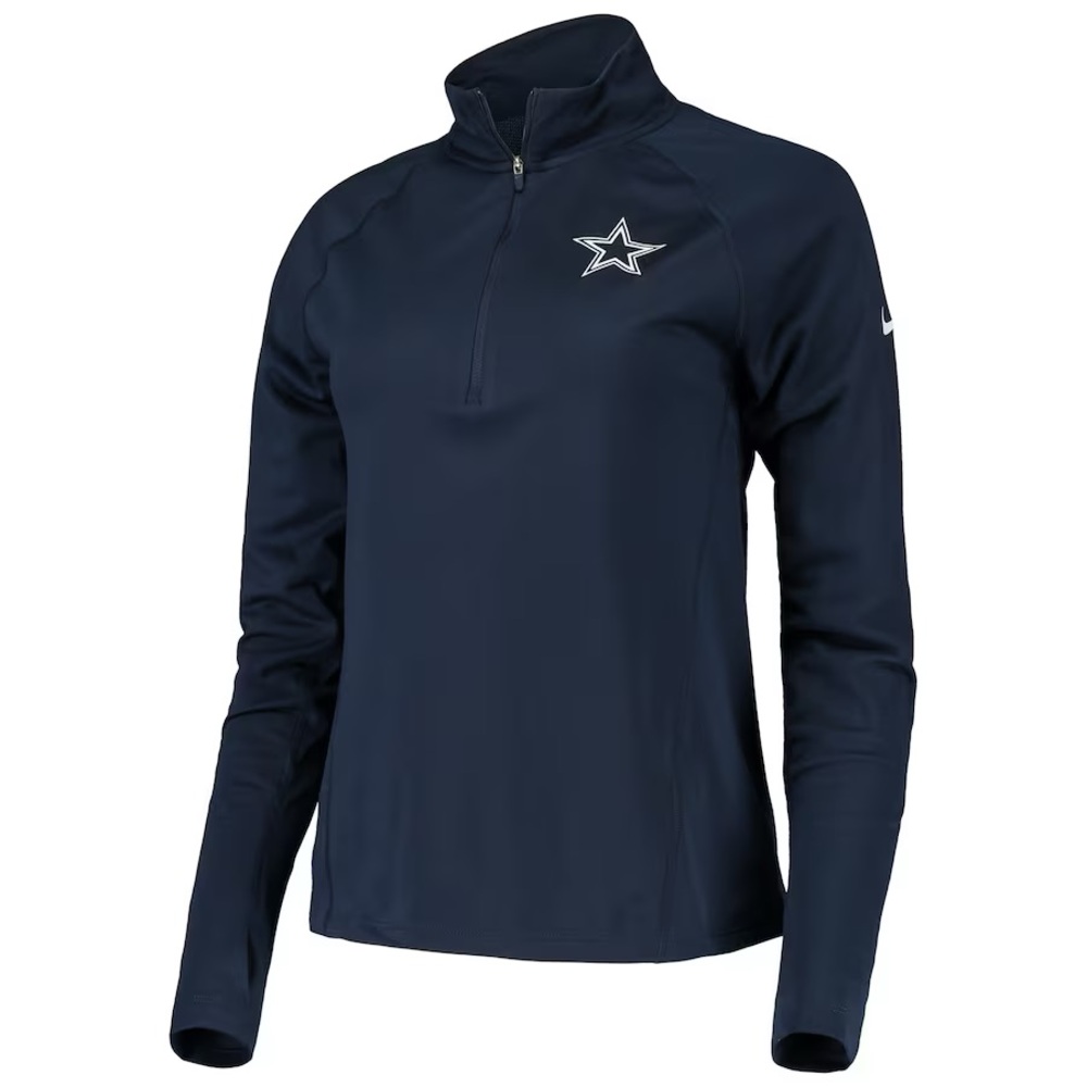 Women's Nike Navy Dallas Cowboys Raglan Performance Half-Zip Core Jacket